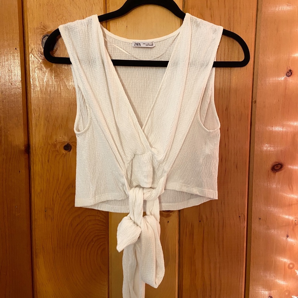 Zara White Top W/ Tie